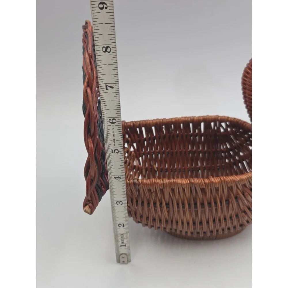 Vintage Woven Wicker Rattan Turkey Basket Thanksgiving Fall Decor Centerpiece